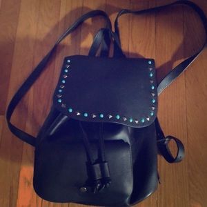 Black leather lucky brand small backpack